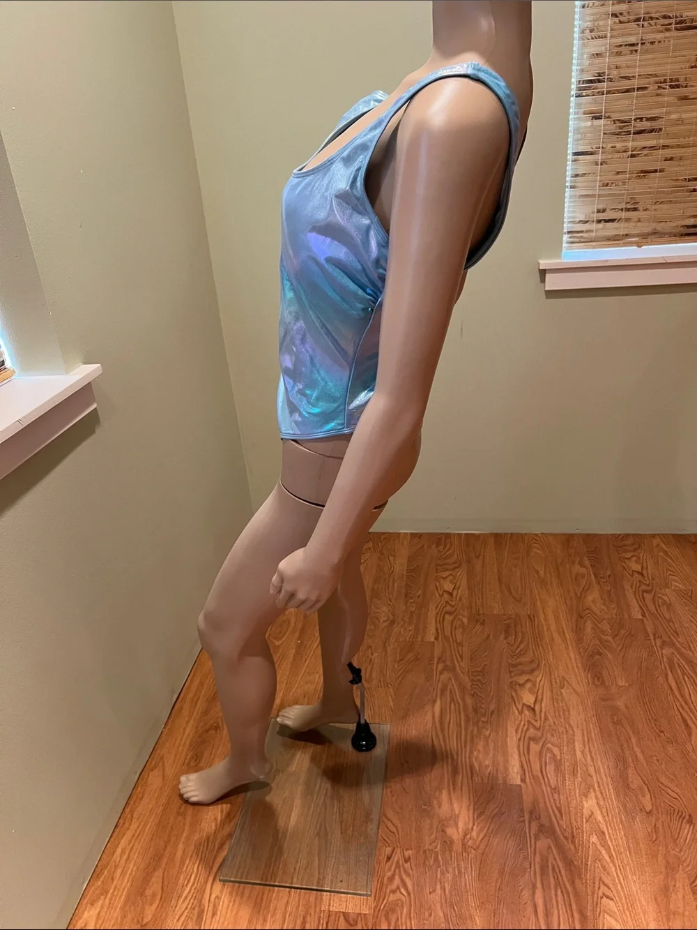 Holographic Light Blue One-Piece Swimsuit Size L